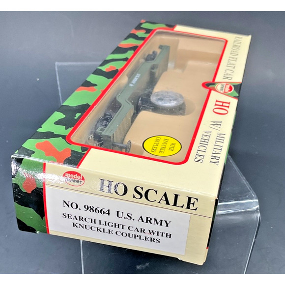 Model Power Military HO Railroad Flat Train Car Search Light w/knuckle couplers - Picture 7 of 14